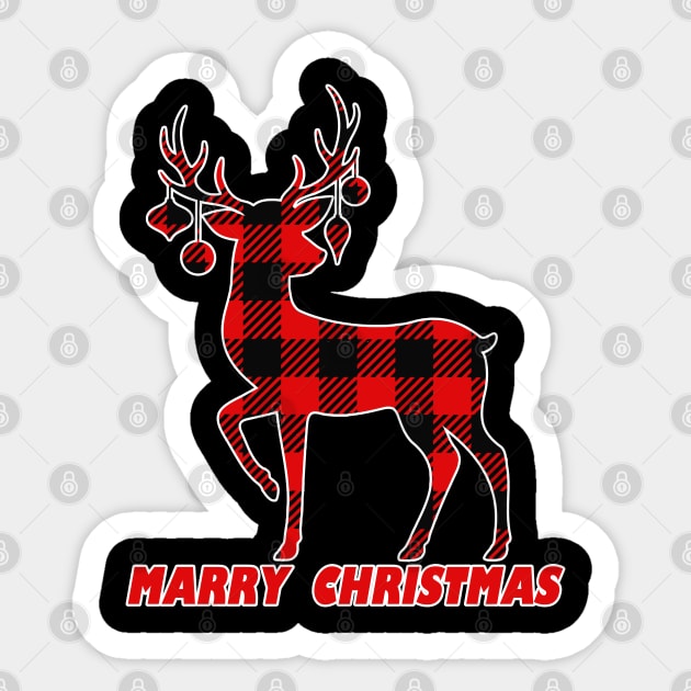 Buffalo Plaid Christmas Sticker by AdeShirts